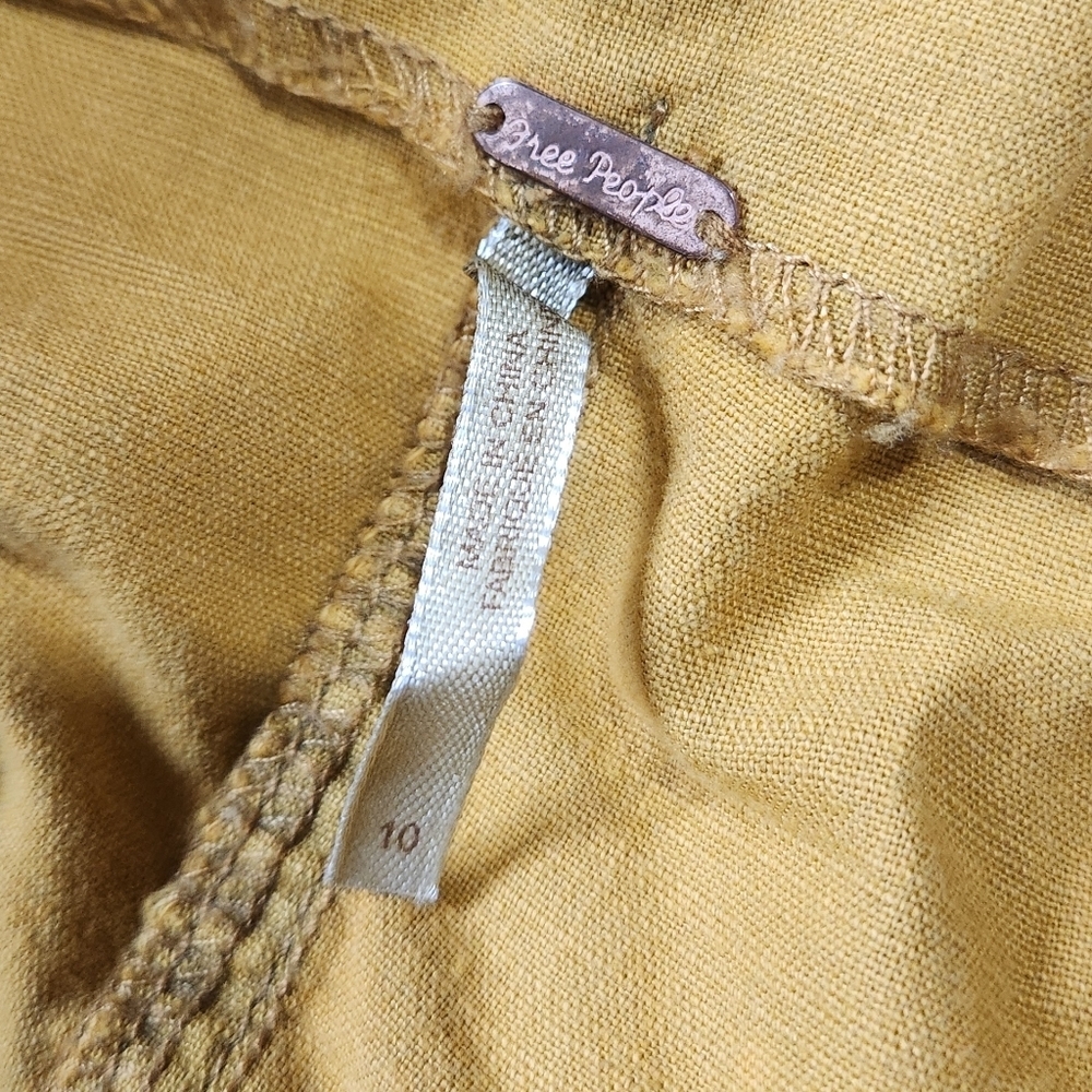 Free People Erika Utility Cargo Mini Skirt in Mustard Yellow Sz 10 - Picture 7 of 9